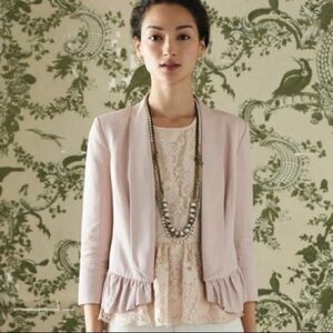 Anthropologie Cartonnier Blush Pink Ruffled Blazer XS